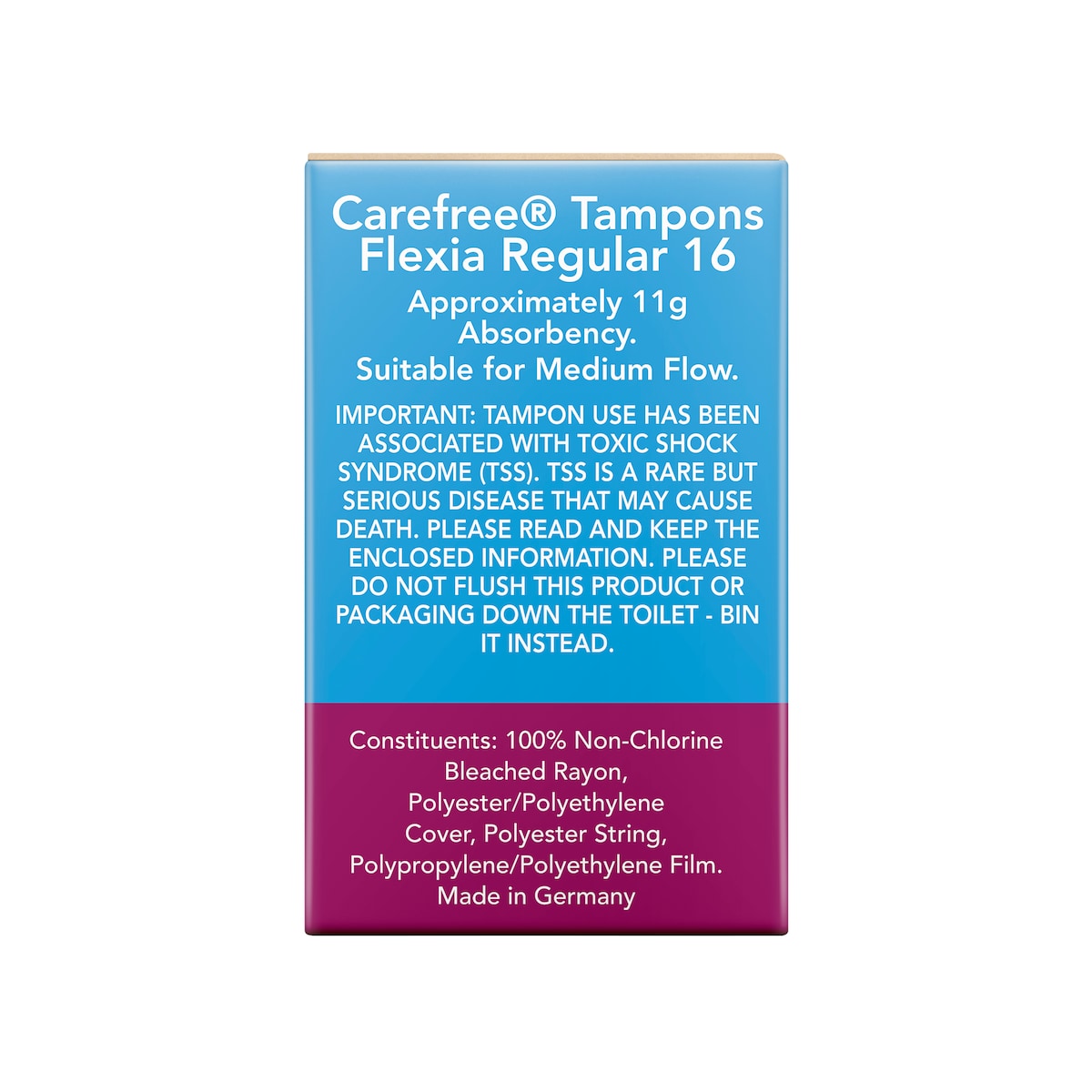 Carefree Flexia Regular Tampons with Wings 16 Pack