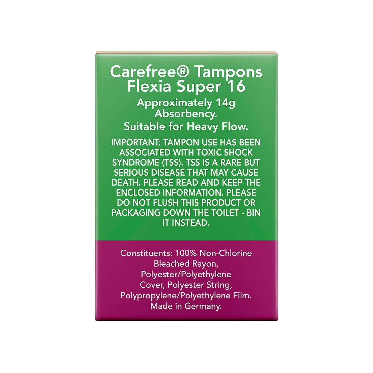 Carefree Flexia Super Tampons with Wings 16 Pack