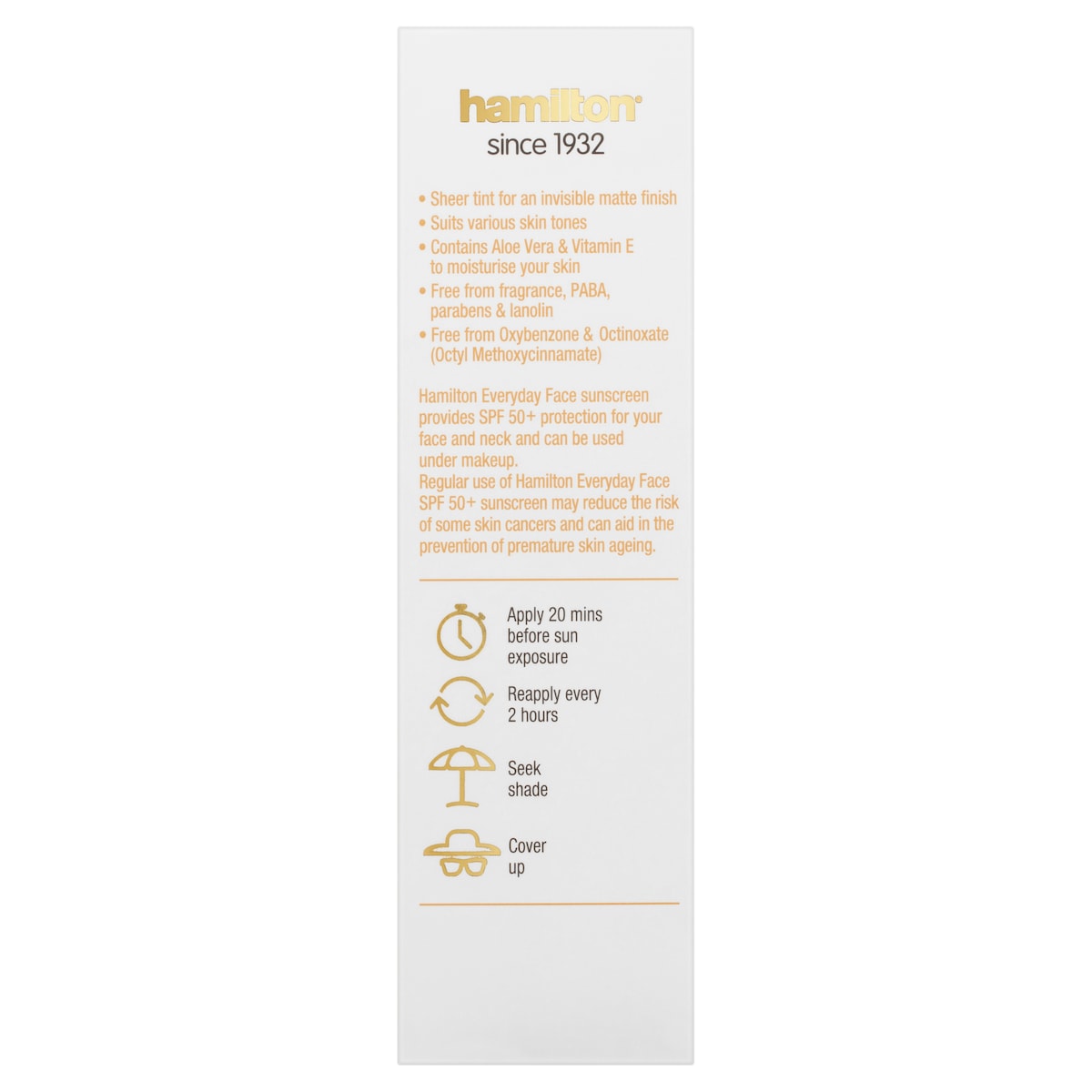 Hamilton Sunscreen Everyday Face Lotion SPF 50+ 75g