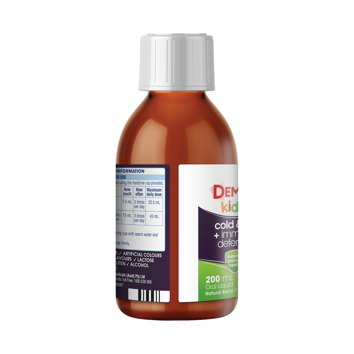 Demazin Kids 2+ Years Cold & Flu + Immune Defence Syrup Berry 200ml