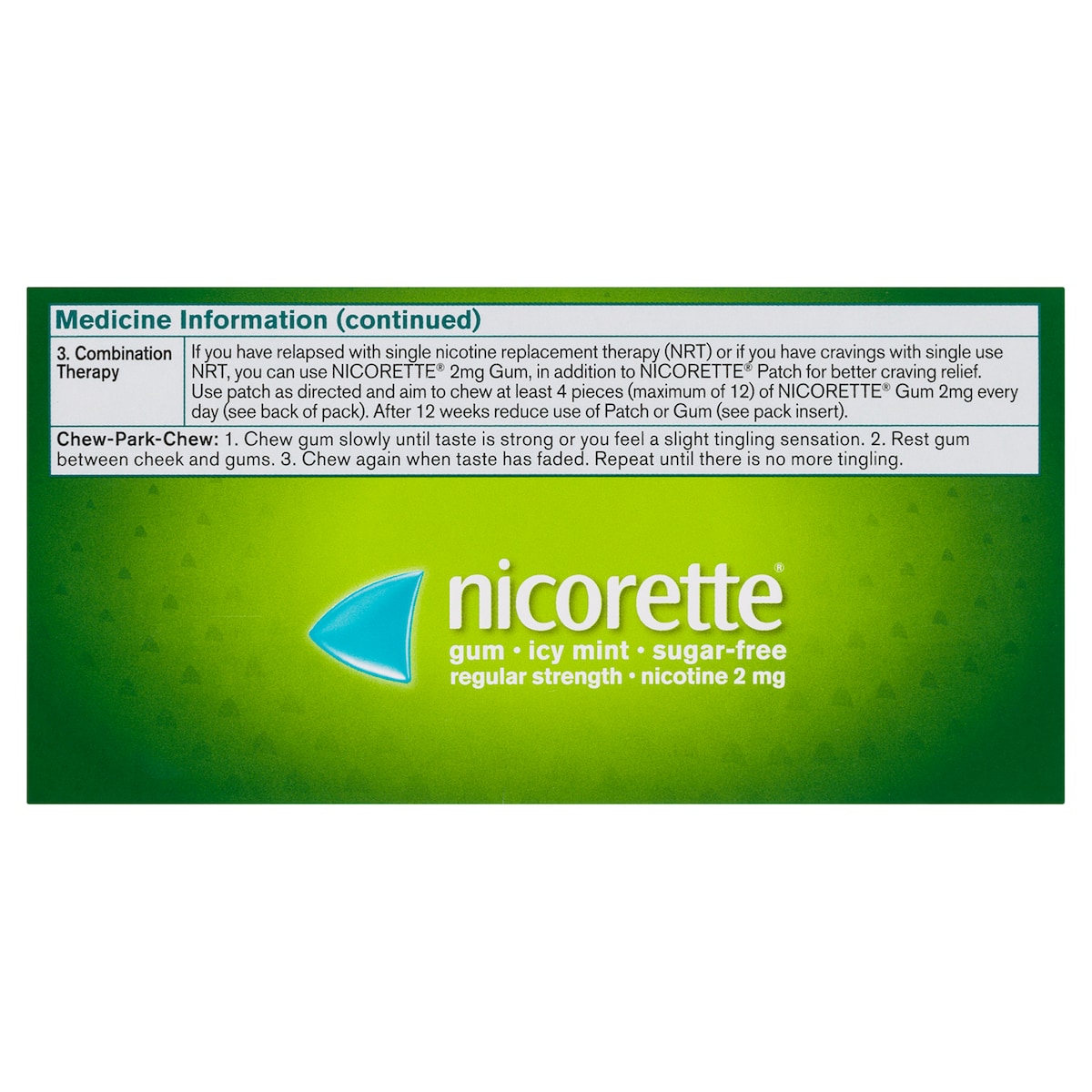 Nicorette Quit Smoking Nicotine Gum 2mg Icy Mint 75 Pack