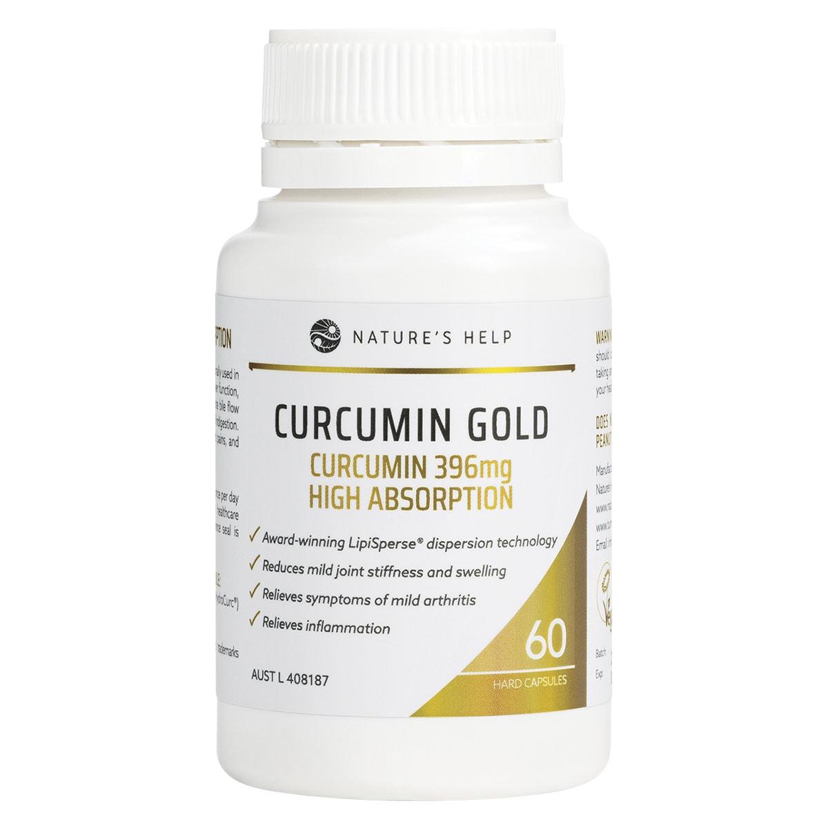 Nature’s Help High Absorption Curcumin Gold 396mg 60 Capsules | Healthylife Australia