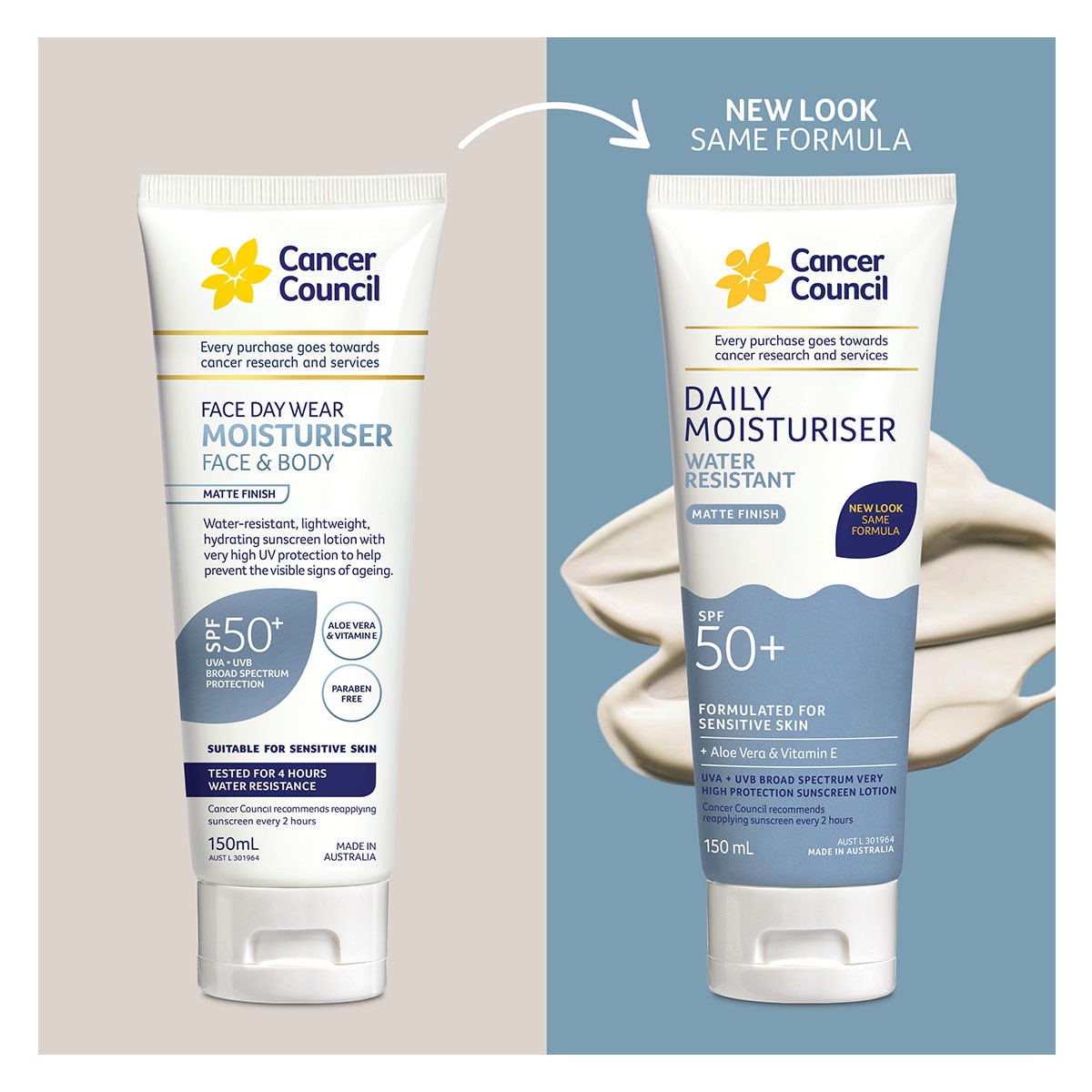 Cancer Council Face & Body Moisturiser Water Resistant SPF50+ 150ml