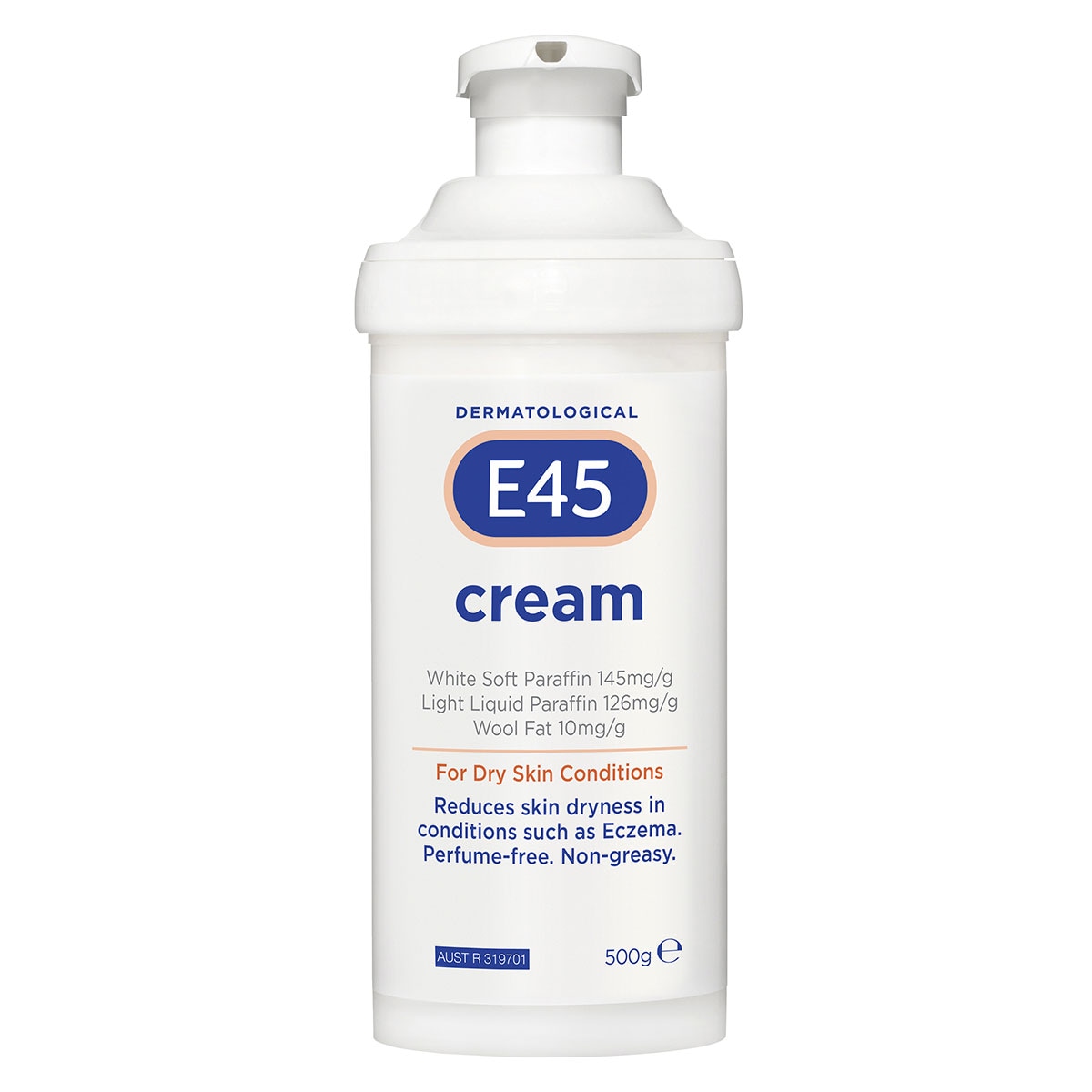 E45 Dermatological Cream for Dry Skin Pump 500g