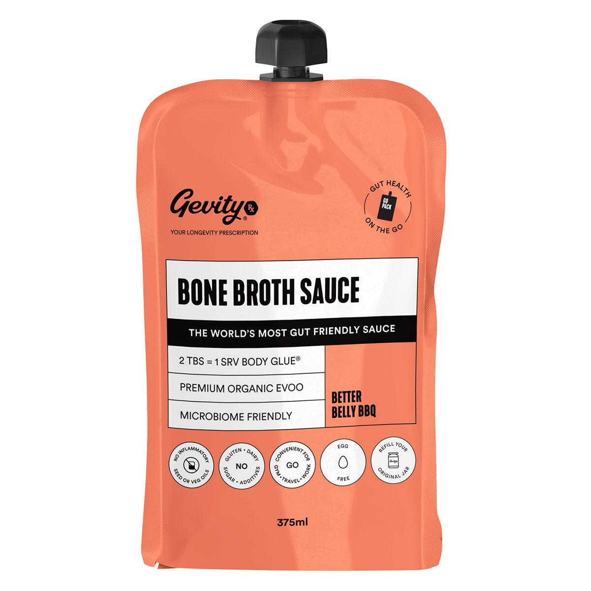 Gevity Rx Bone Broth Sauce Better Belly BBQ Sauce 375ml