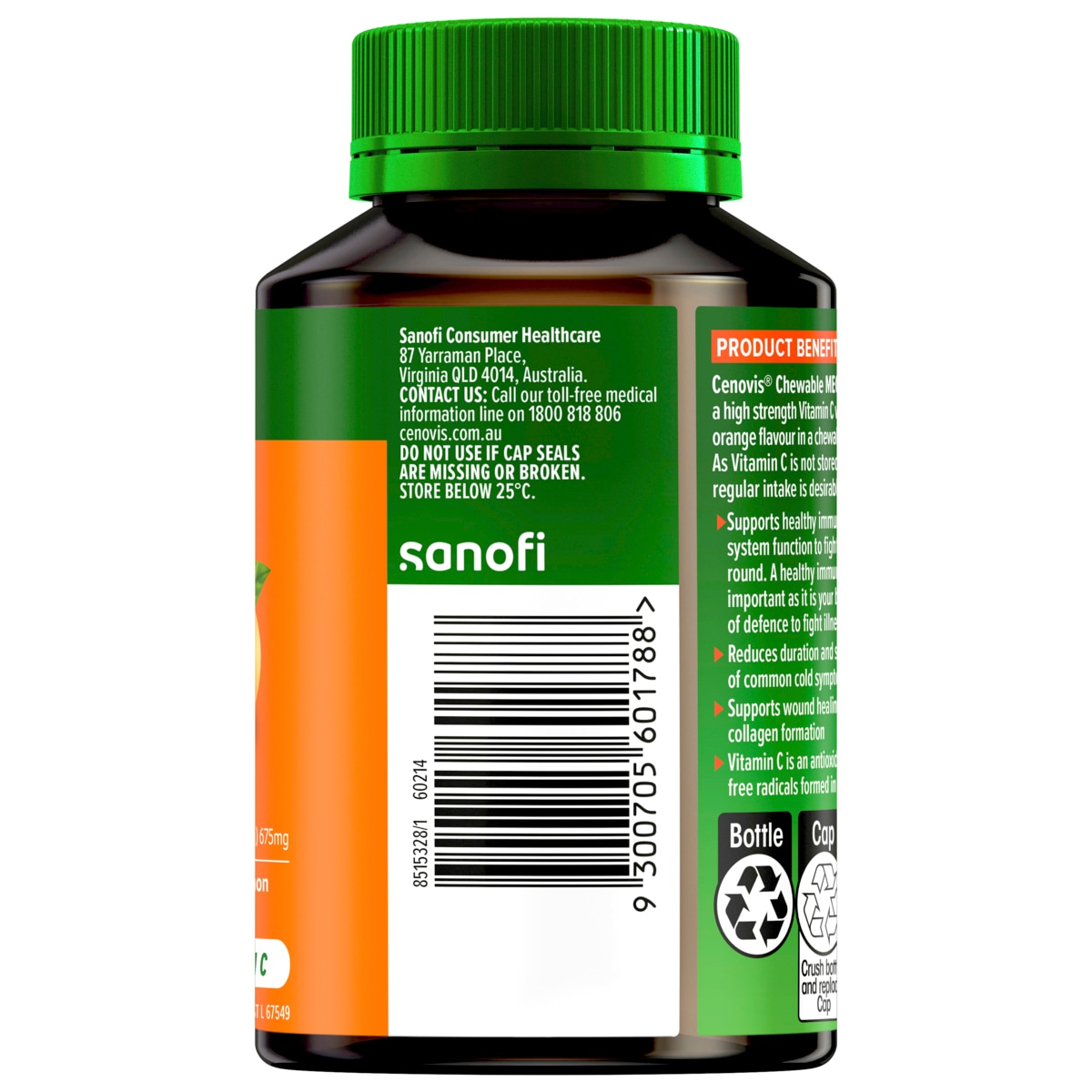 Cenovis Mega C 1000mg Orange Flavour Vitamin C 60 Tablets