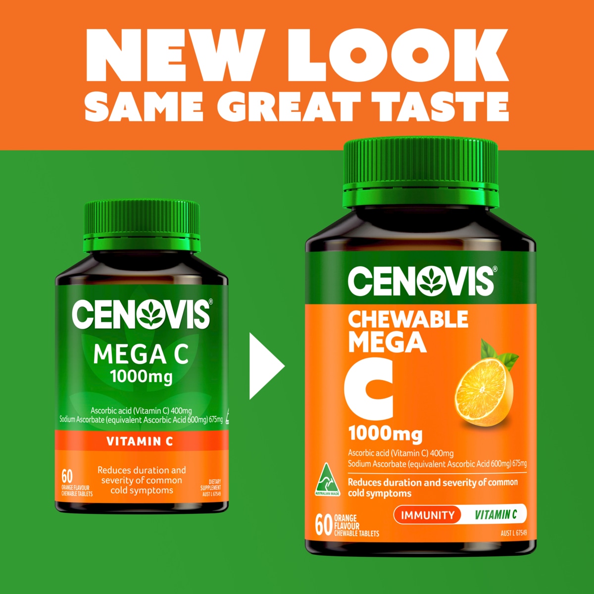 Cenovis Mega C 1000mg Orange Flavour Vitamin C 60 Tablets