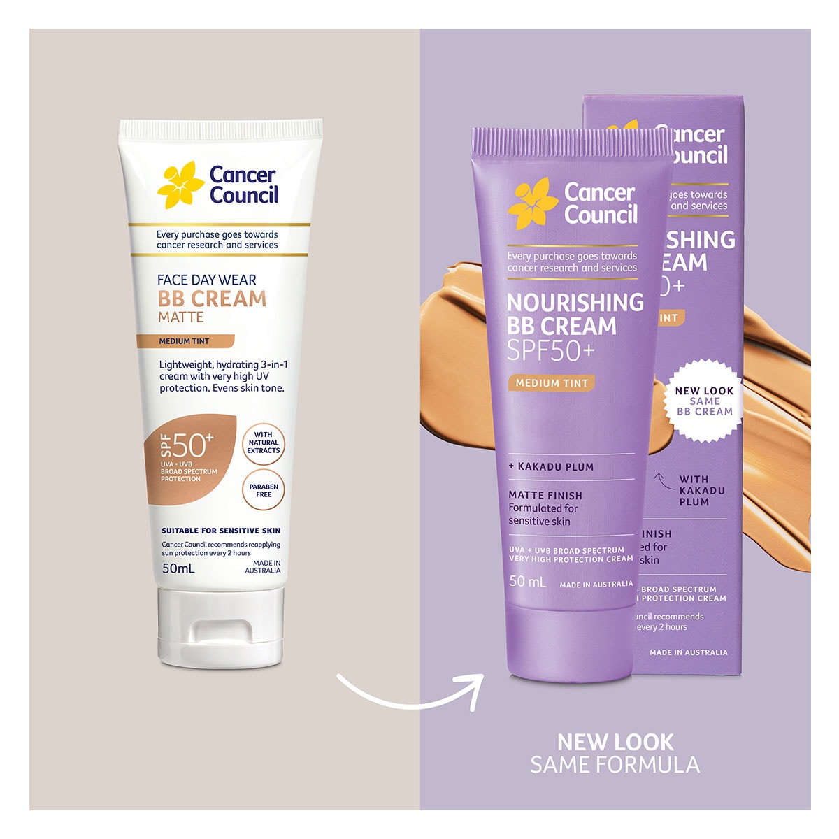 Cancer Council Face Day Wear BB Cream Medium Tint SPF50+ 50ml