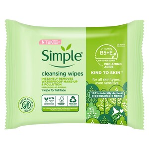 Simple Biodegradable Cleansing Wipes 25 Pack