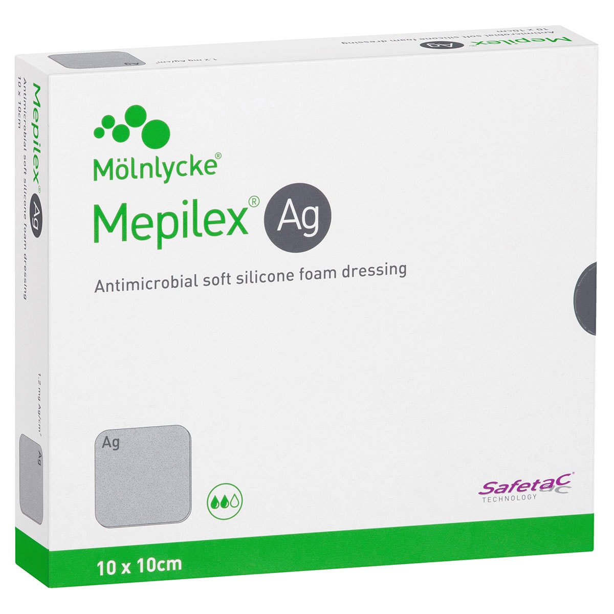 Mepilex AG Antimicrobial Foam Dressing 287110 10cm x 10cm 5 Pack