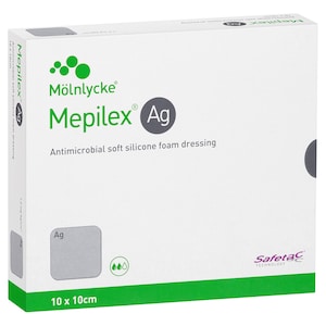 Mepilex AG Antimicrobial Foam Dressing 287110 10cm x 10cm 5 Pack