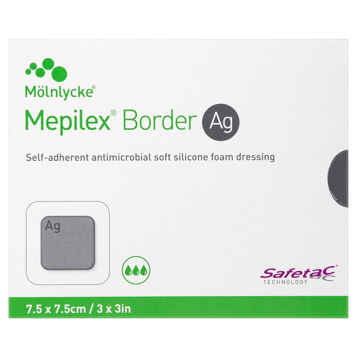 Mepilex Border AG Wound Dressing 395200 7.5cm x 7.5cm 5 Pack