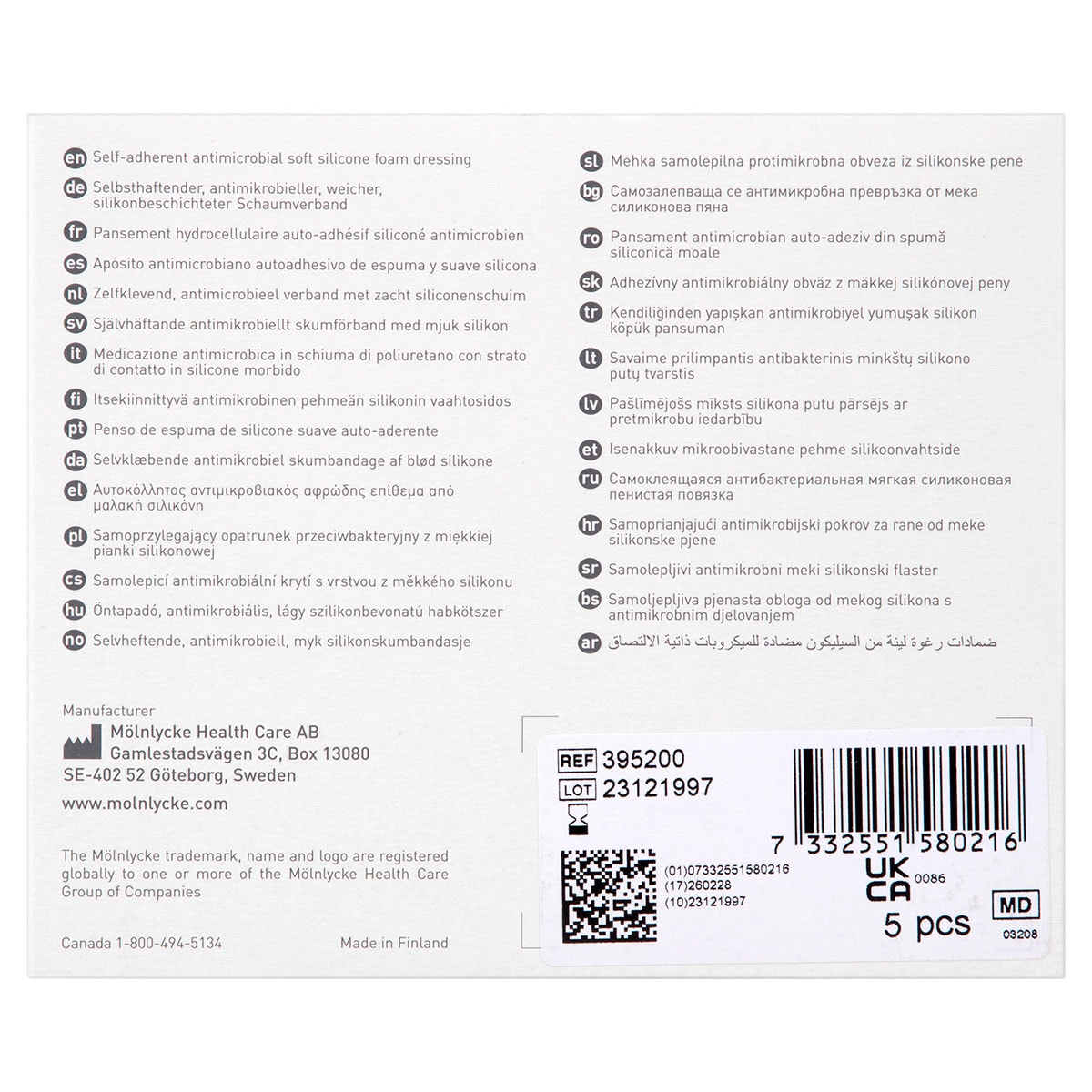 Mepilex Border AG Wound Dressing 395200 7.5cm x 7.5cm 5 Pack