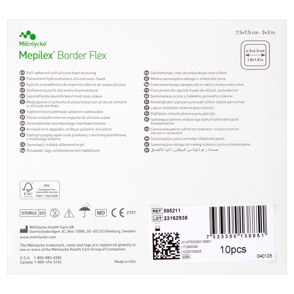 Mepilex Border Flex Dressing 595211 7.5cm x 7.5cm 10 Pack