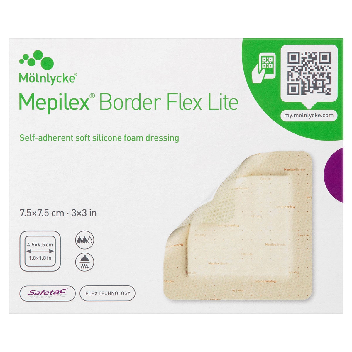 Mepilex Border Flex Lite Wound Dressing 581200 7.5cm x 7.5cm 5 Pack