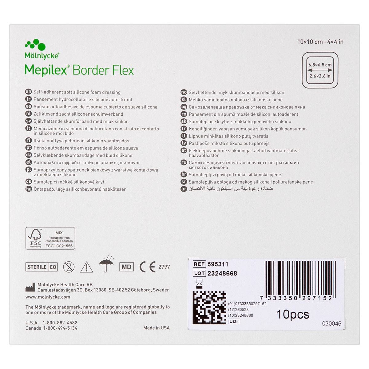 Mepilex Border Flex Wound Dressing 595311 10cm x 10cm 10 Pack