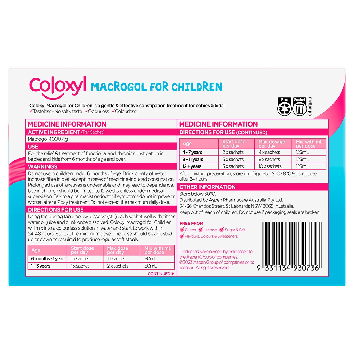 Coloxyl Macrogol Powder for Children 14 Sachets