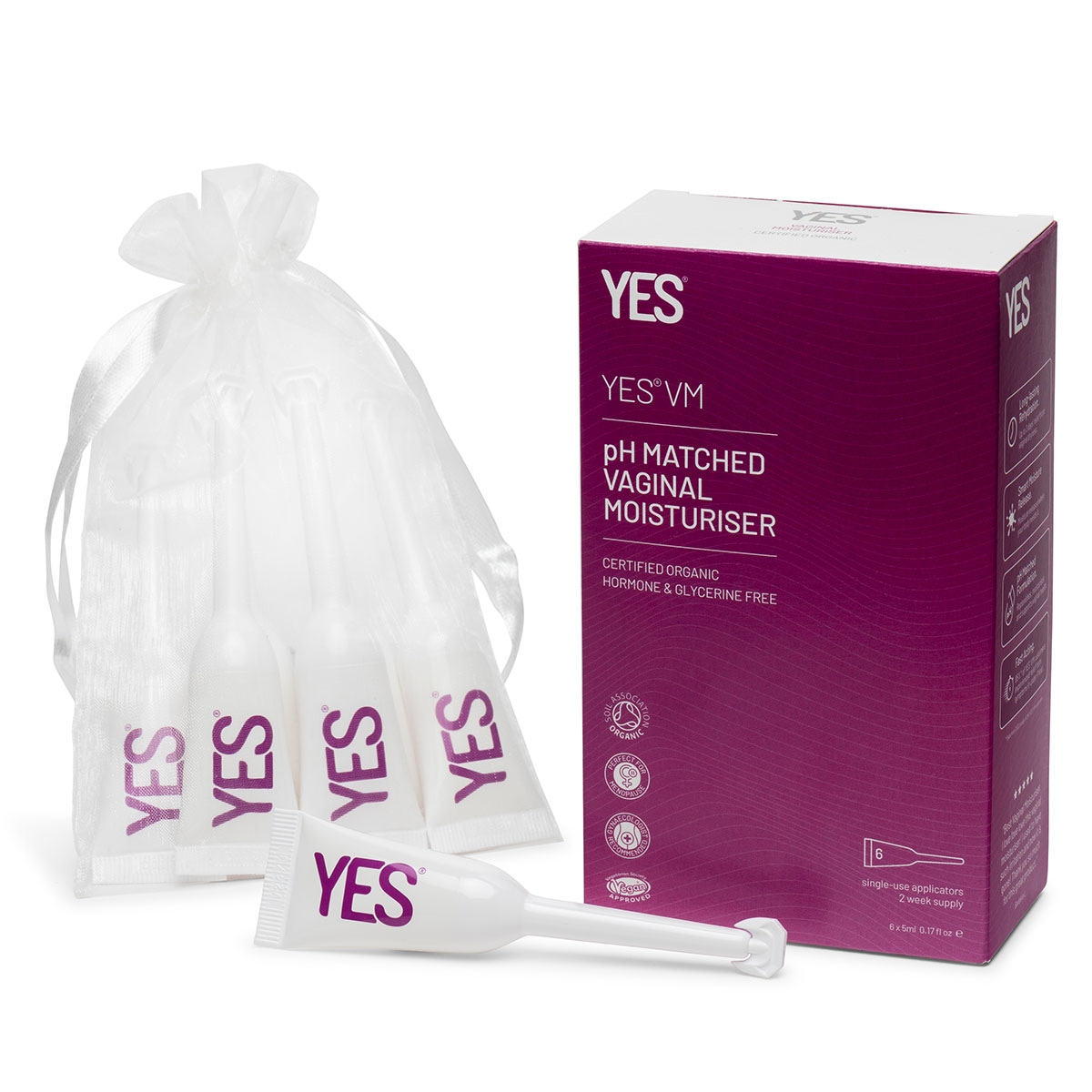 Yes Organic Lubricants VM Vaginal Moisturiser Applicators 5ml x 6 Pack