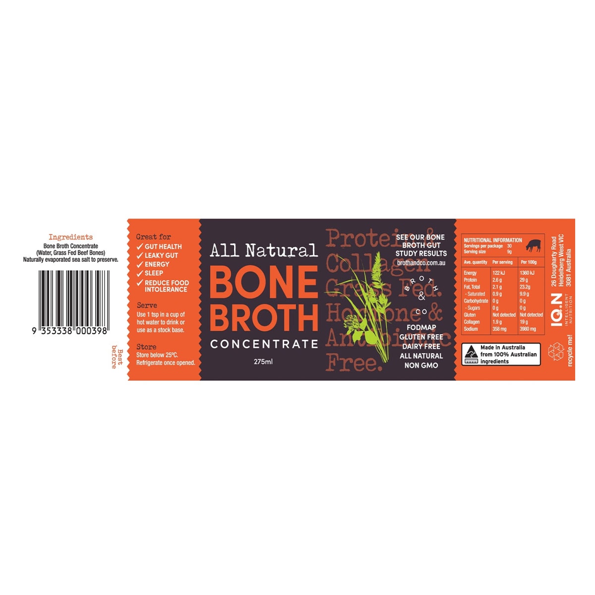 Broth & Co Natural Beef Bone Broth Concentrate 275g