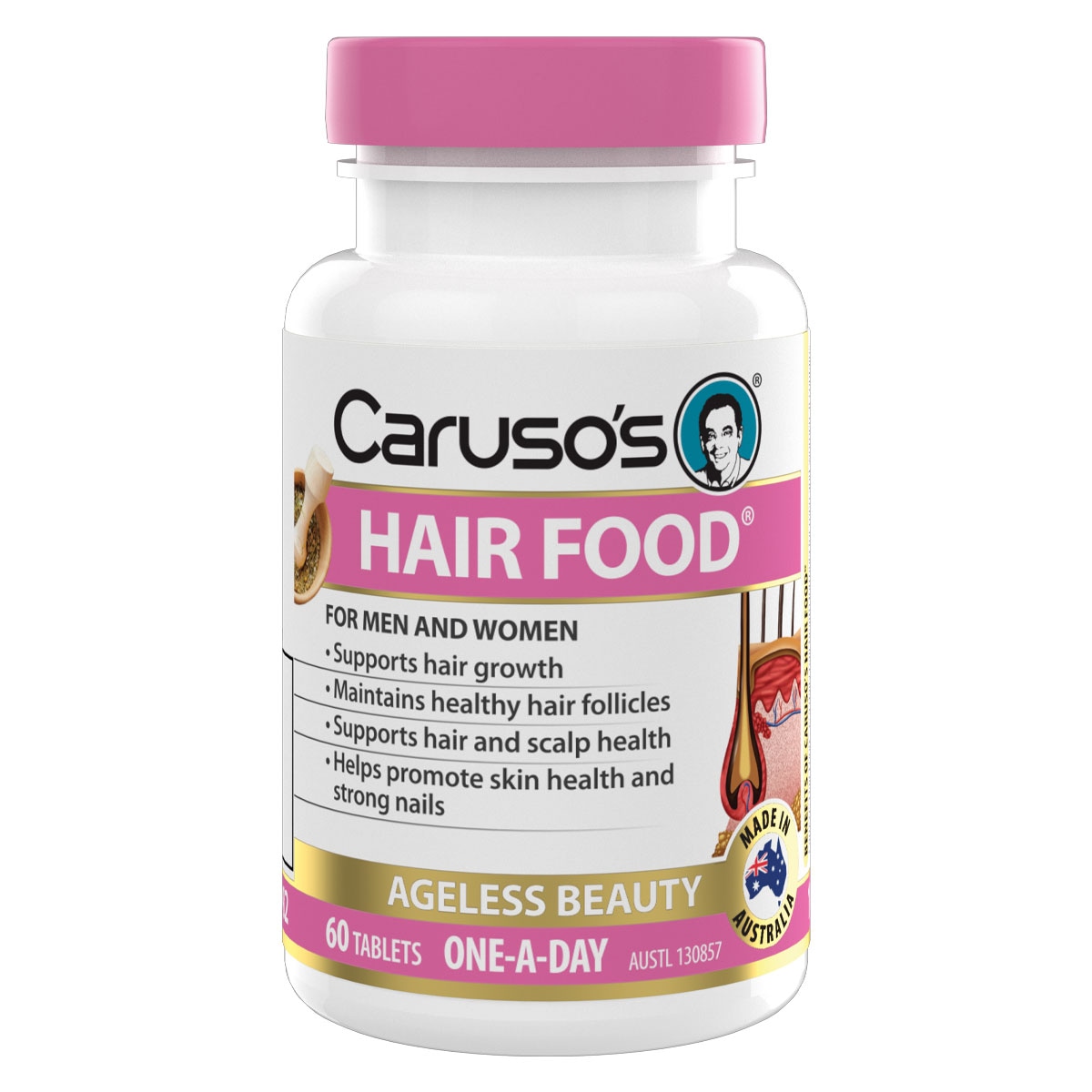 Carusos Hair Food 60 Tablets | Healthylife Australia