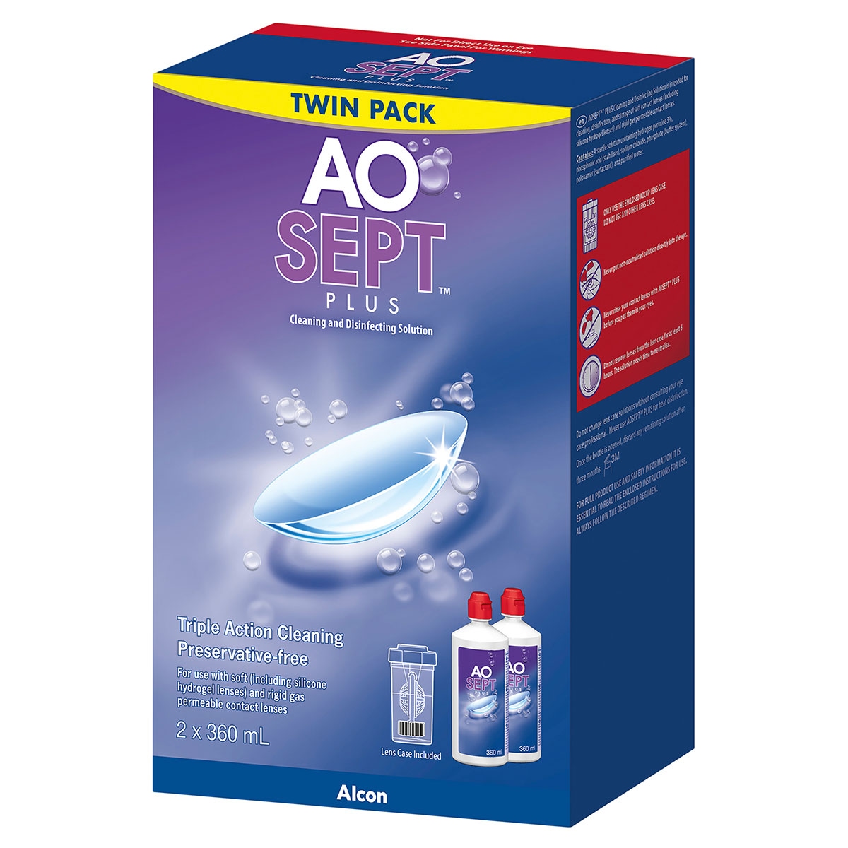 AoSept Plus Lens Solution 2 x 360ml + 1 Lens Case