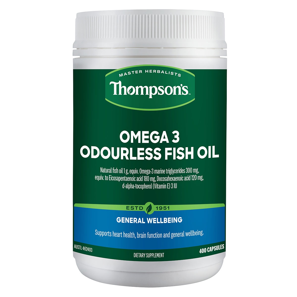 Thompson's Omega-3 Odourless Fish Oil 400 Capsules