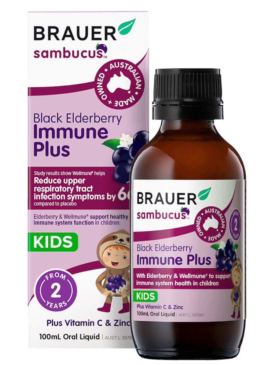 Brauer Sambucus Black Elderberry Kids Immune Plus 100ml | Healthylife Australia