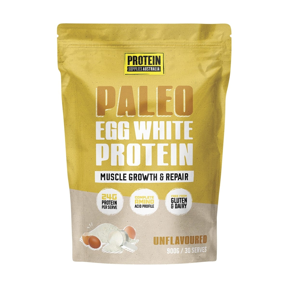 Protein Supplies Australia Paleo Pro Egg White Unflavoured 900g