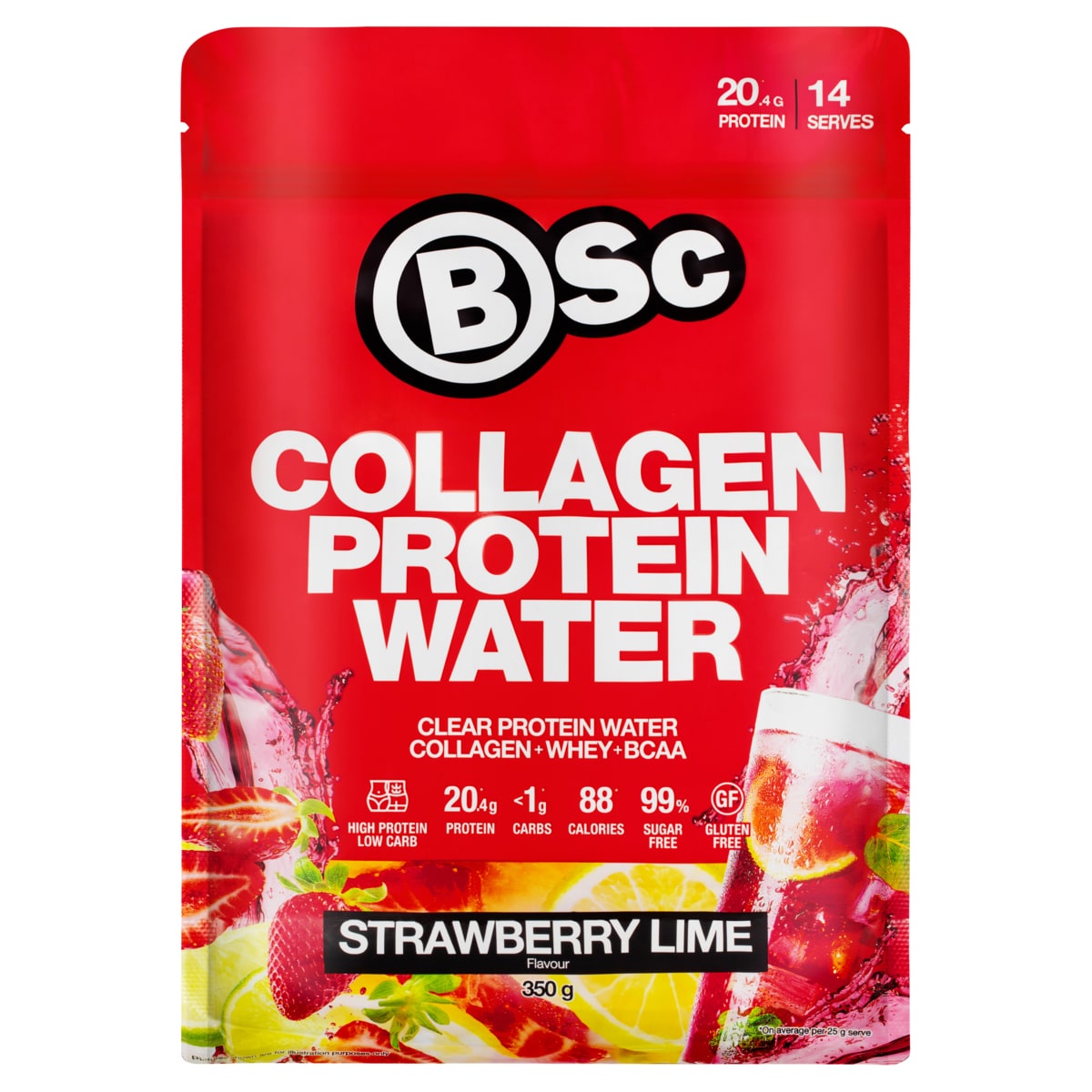 BSc Body Science Collagen Protein Water Strawberry Lime 350g Australia