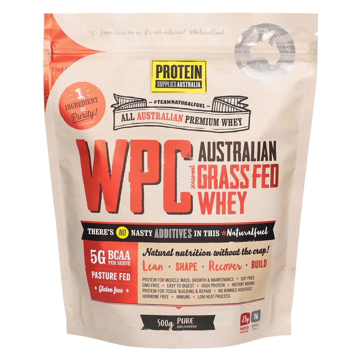 Protein Supplies Australia Whey Protein Concentrate Unflavoured 500g