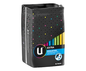 U by Kotex Extra Regular Pads with Wings 16 Pack