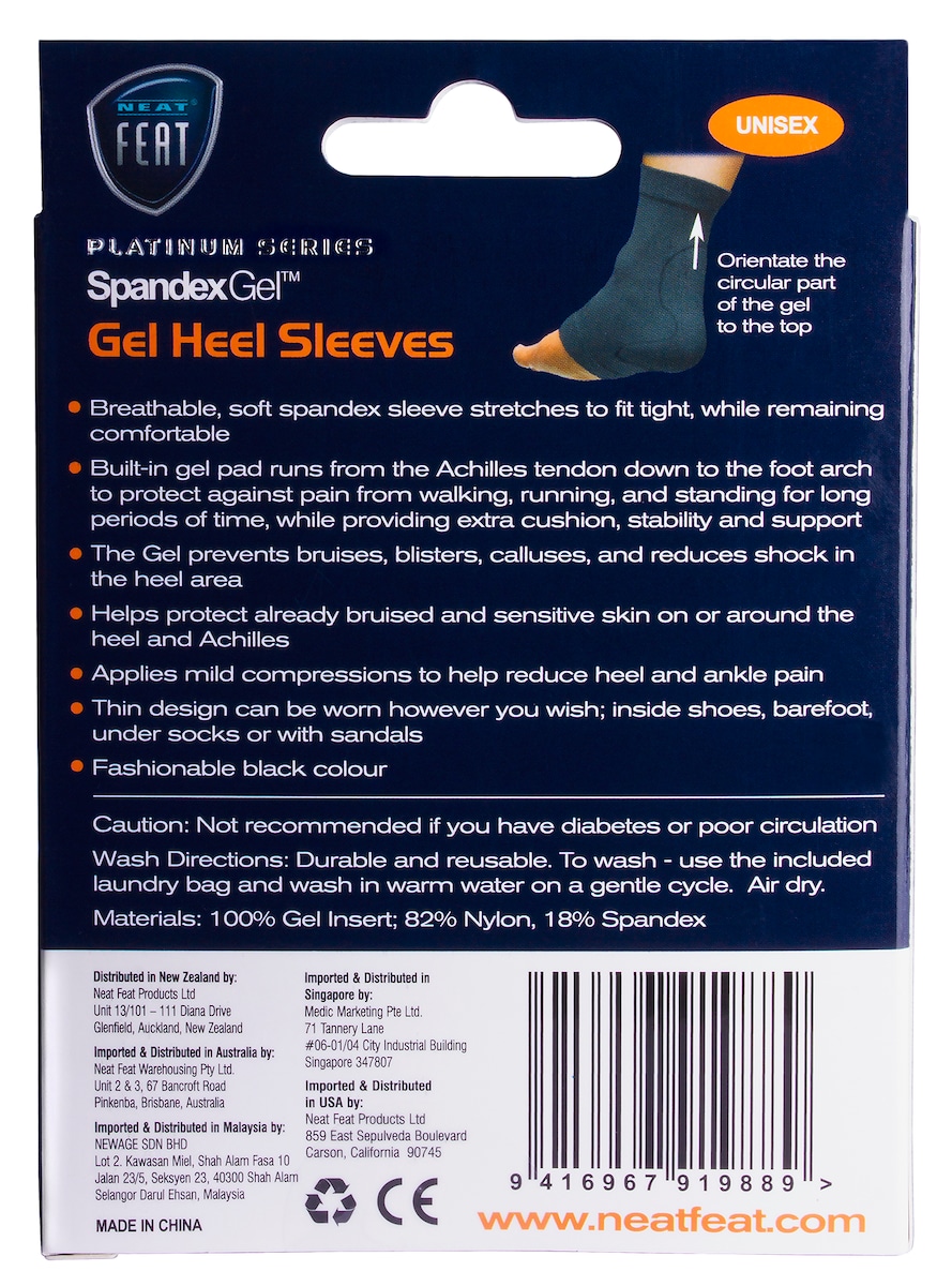 Neat Feat Spandex Gel Heel Sleeve Medium Pair Healthylife