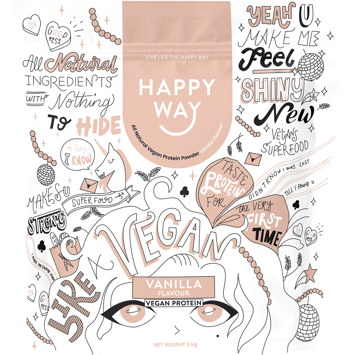 Happy Way Vegan Protein Powder Vanilla 2kg