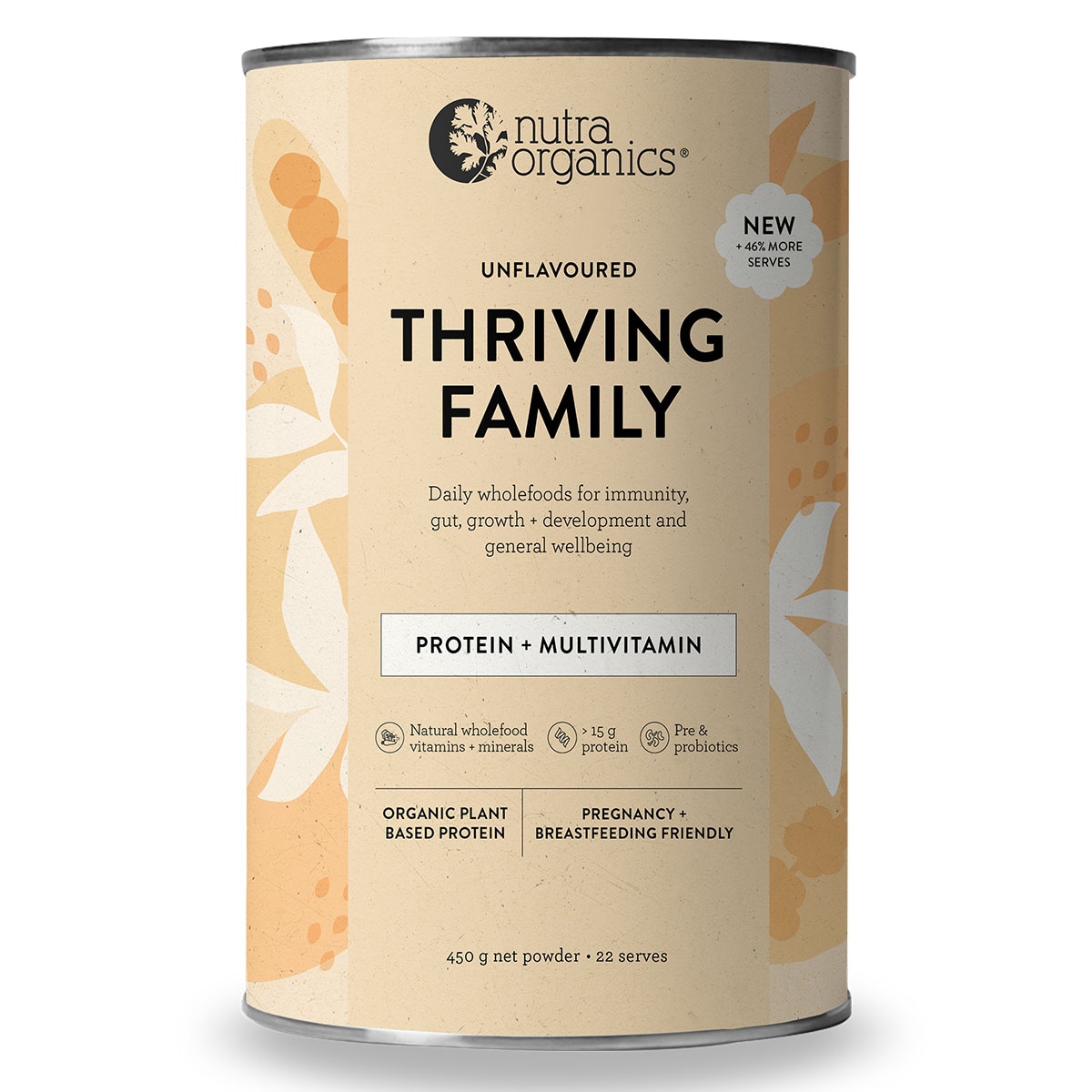 Nutra Organics Thriving Family Protein Powder Unflavoured 450g