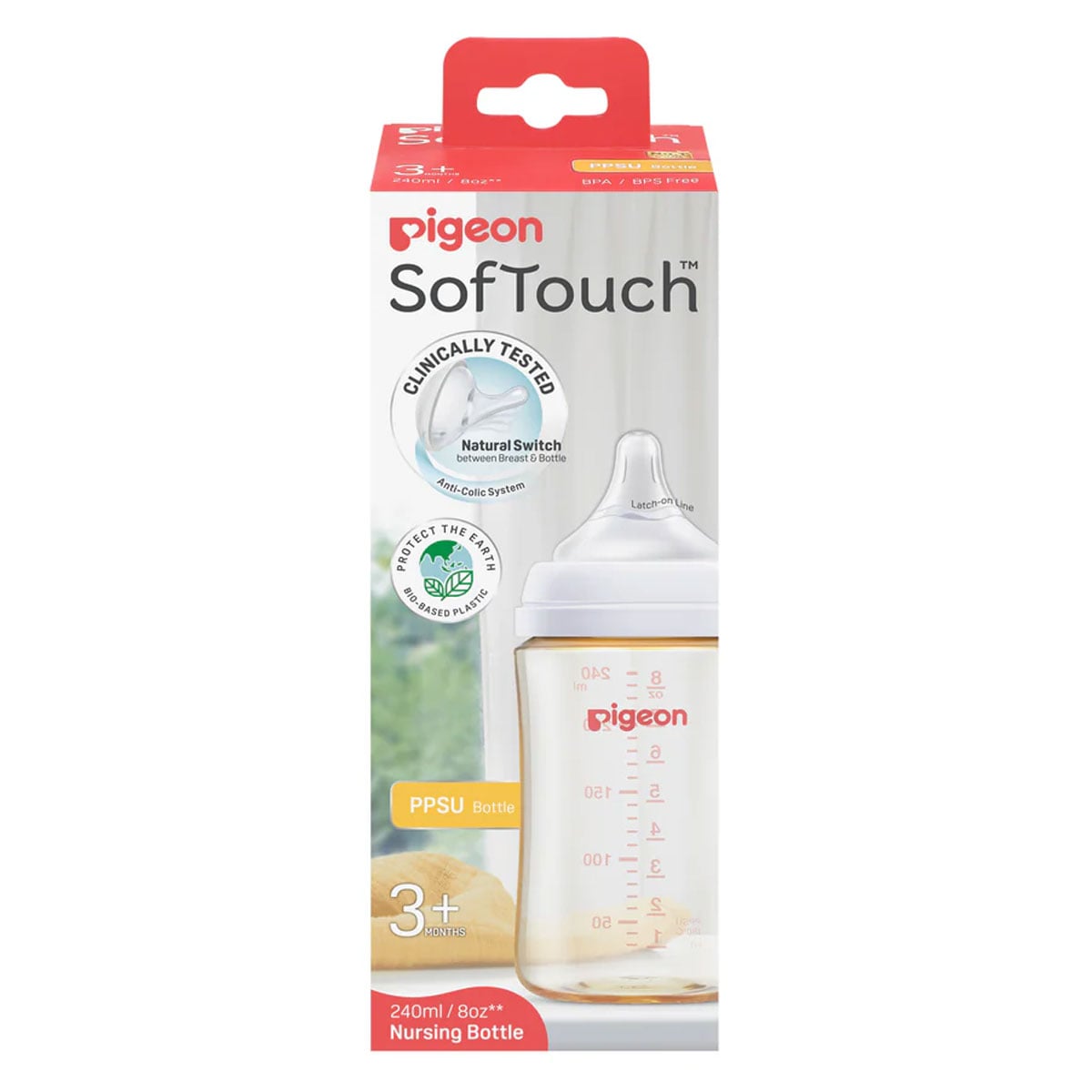 Pigeon SofTouch PPSU Baby Bottle 3+ Months 240ml
