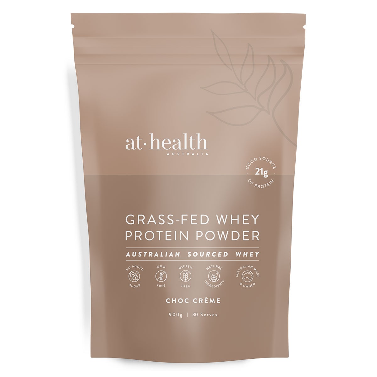 At Health Australia Grass-Fed Whey Protein Powder Chocolate 900g
