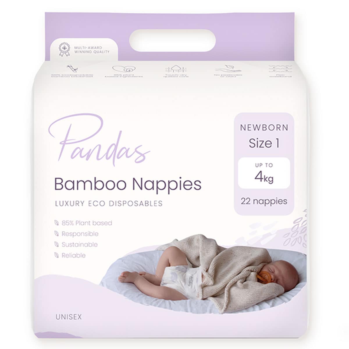 Pandas by Luvme ECO Disposable Nappies Newborn (0-5kg) 22 Pack
