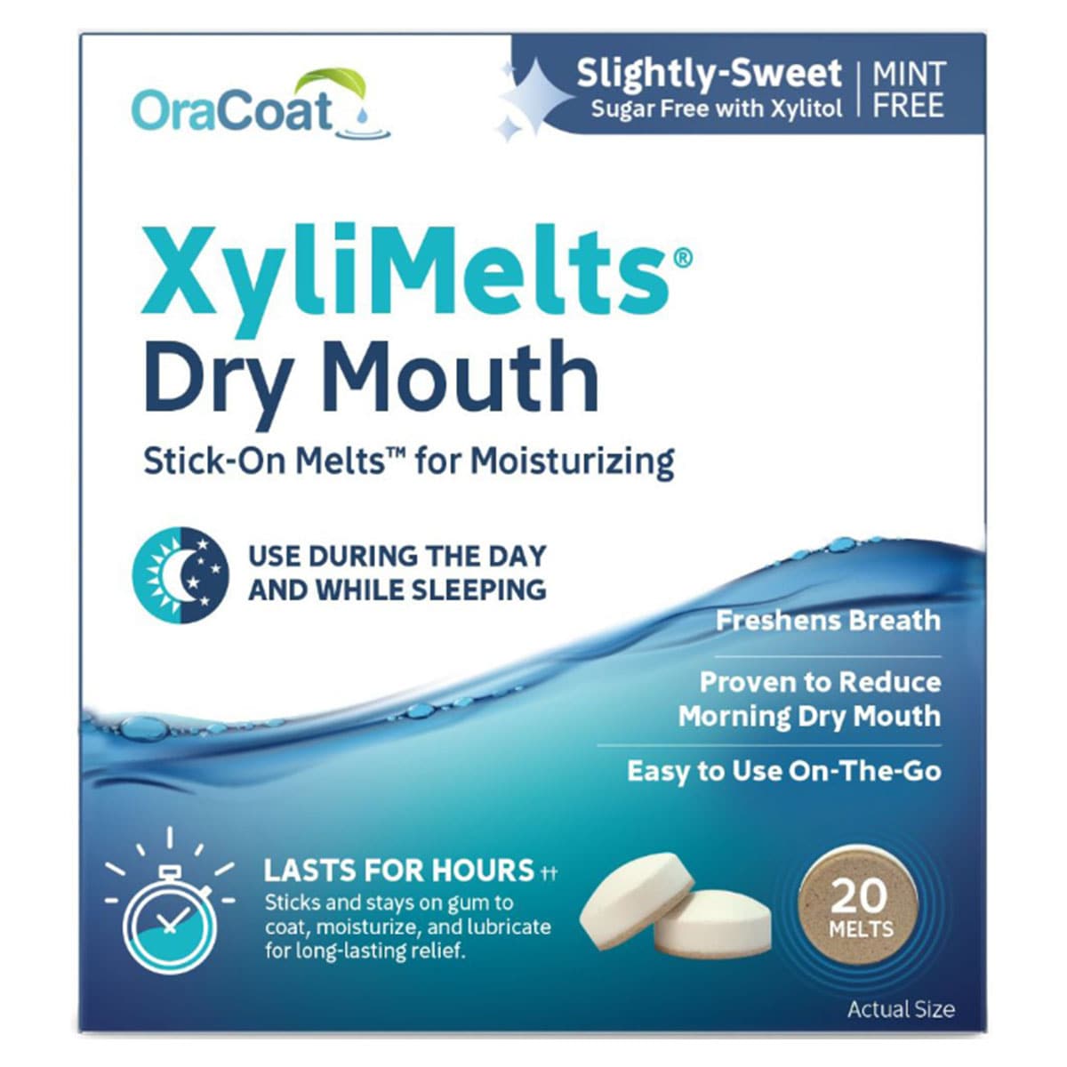 OraCoat Xylimelts Dry Mouth Stick On Melts Mint Free 20 Pack