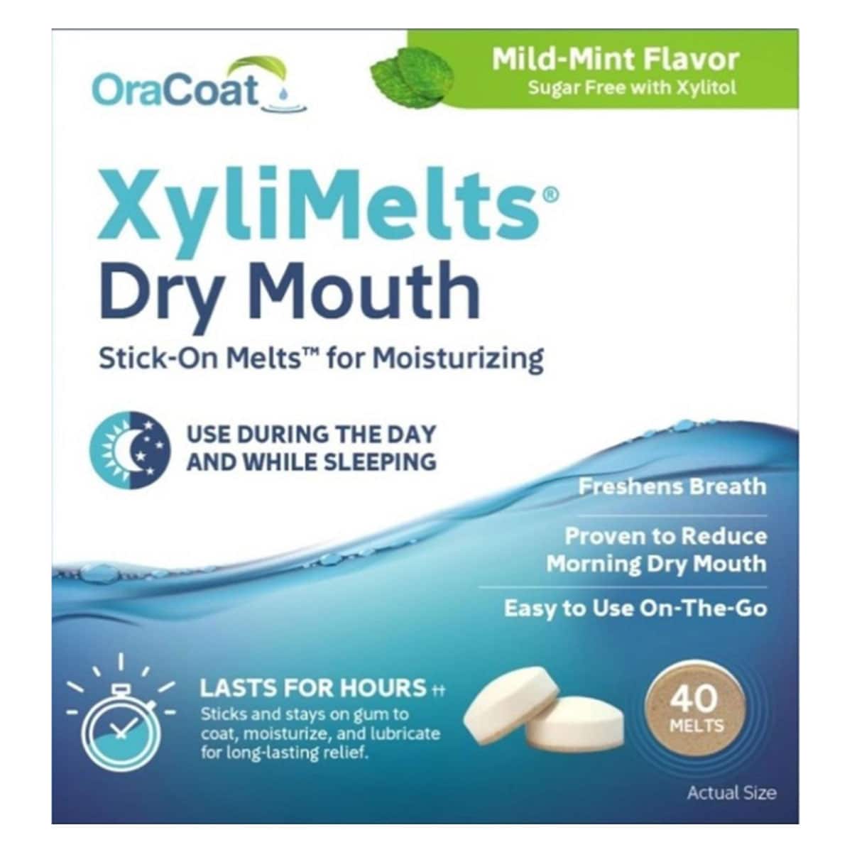 OraCoat Xylimelts Dry Mouth Stick On Melts Mint 20 Pack