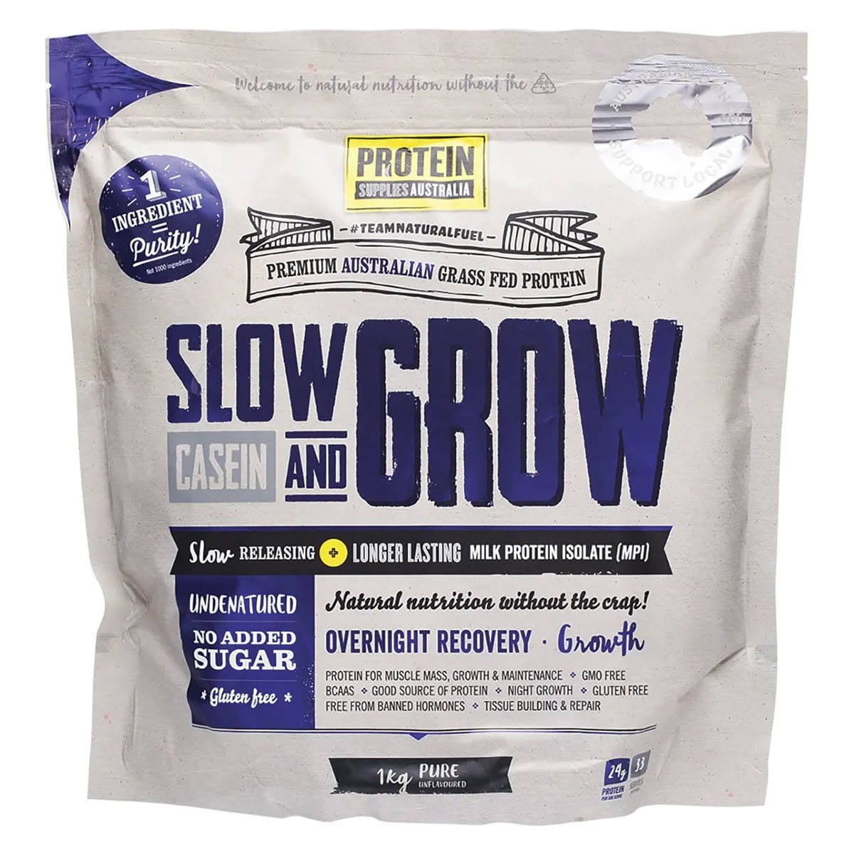 Protein Supplies Australia Slow & Grow Casein Powder 1kg