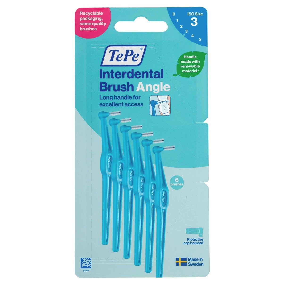 TePe Interdental Brush Angle Blue (ISO Size 3) 0.6mm 6 Pack