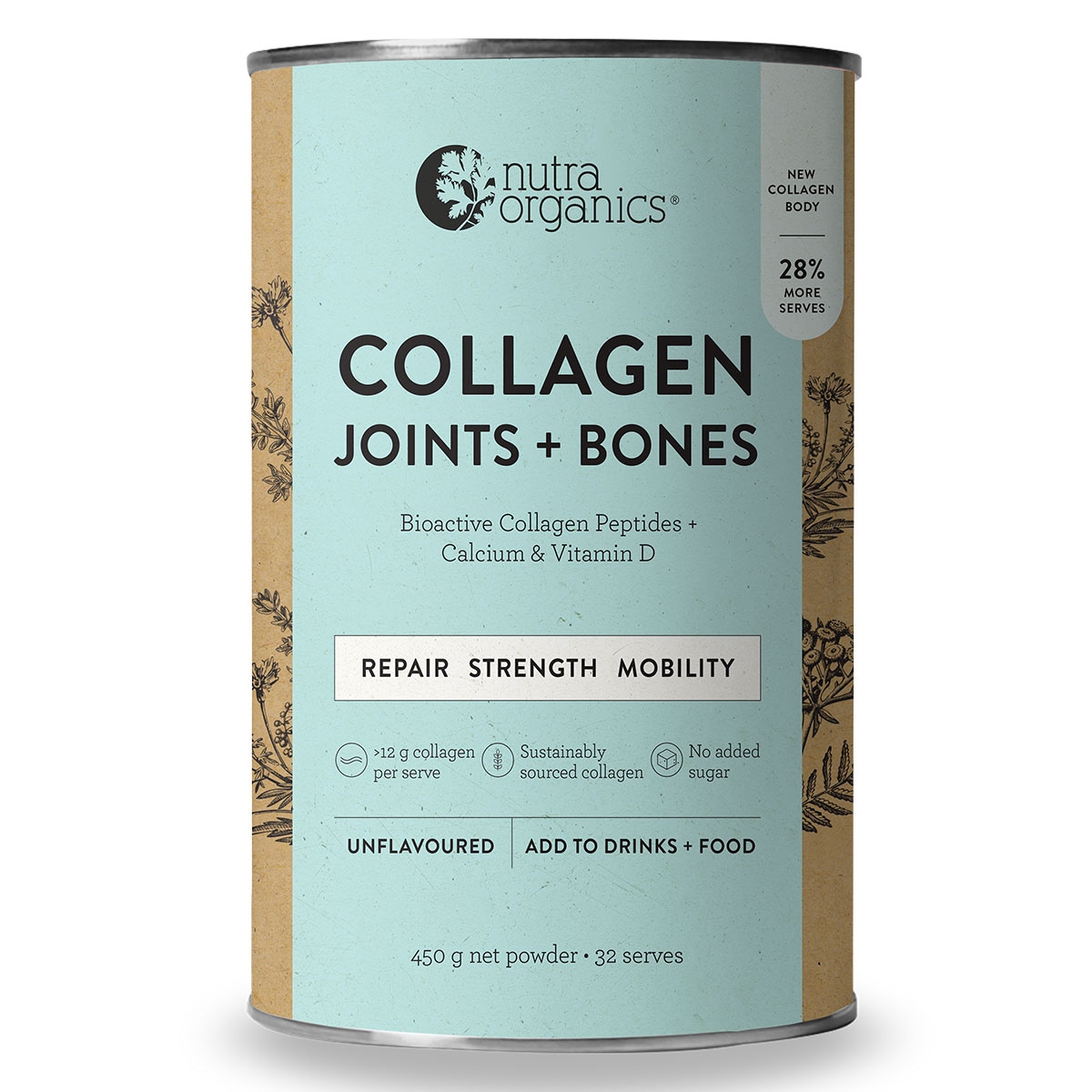Nutra Organics Collagen Joints & Bones Powder 450g
