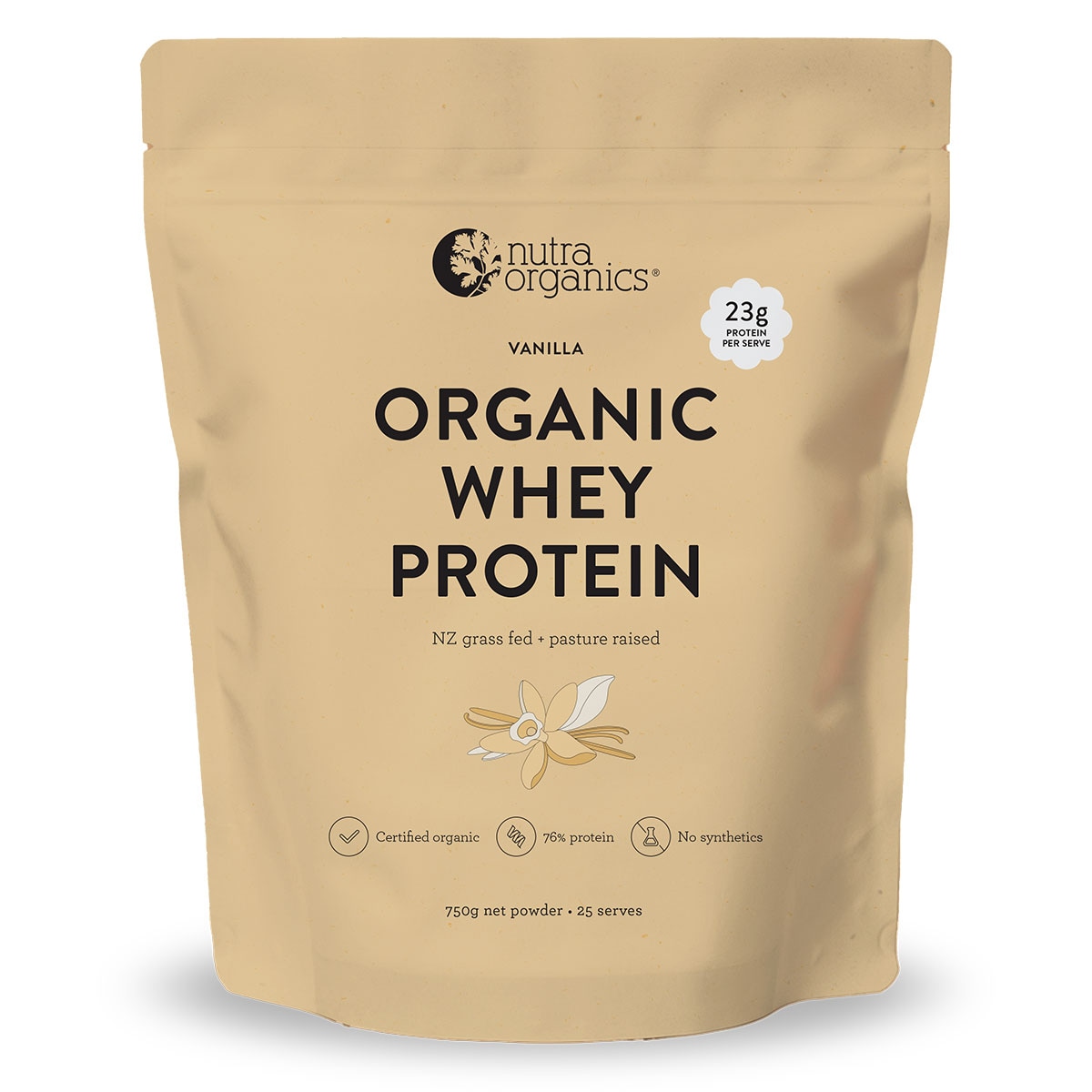 Nutra Organics Organic Whey Protein Powder Vanilla 750g