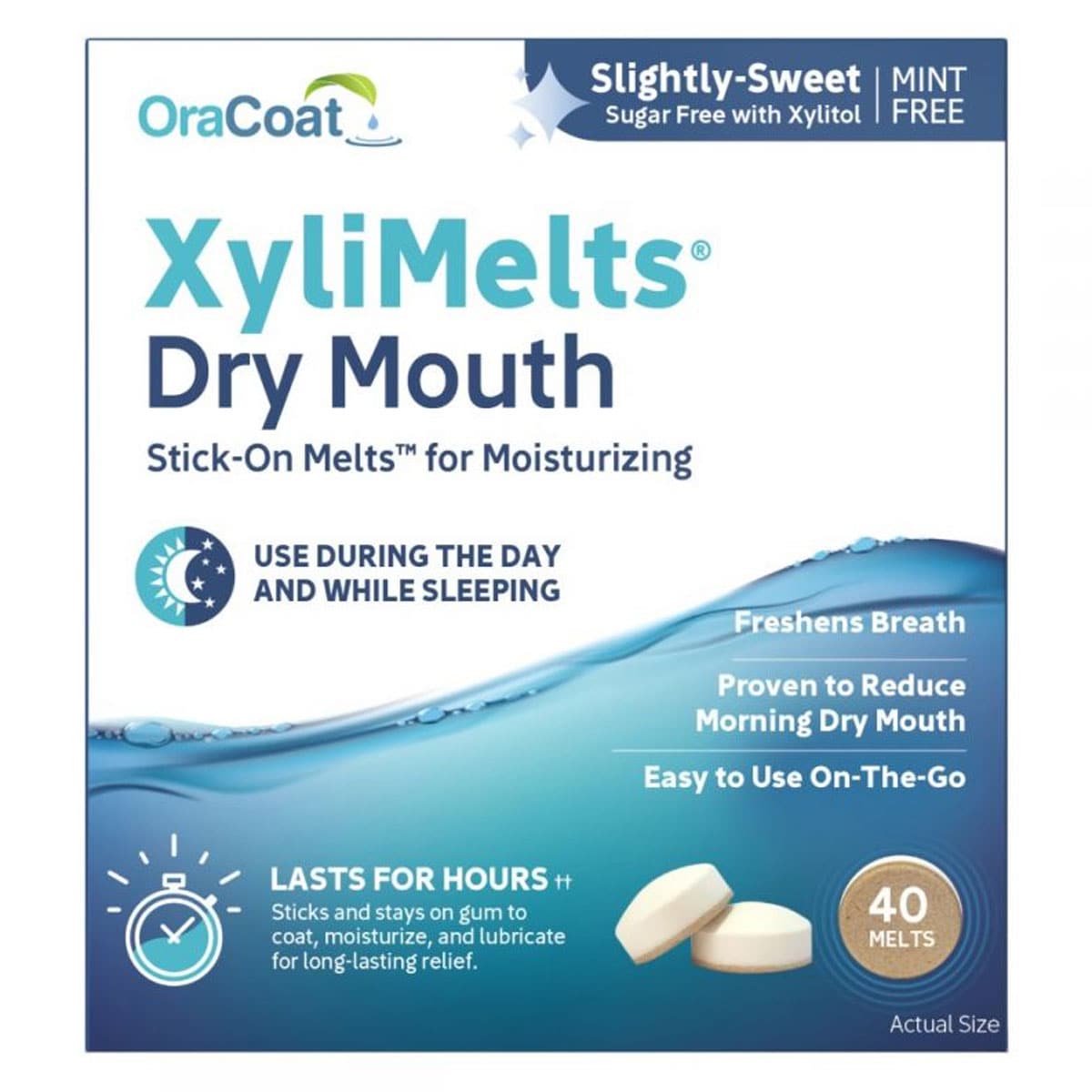OraCoat Xylimelts Dry Mouth Stick On Melts Mint 40 Pack