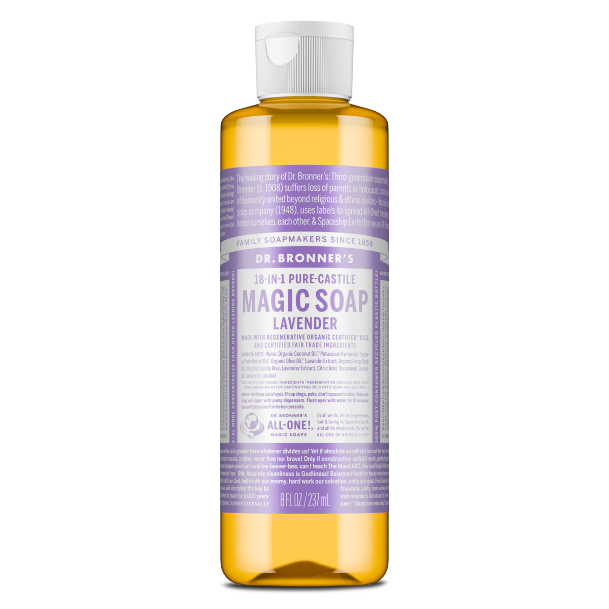 Dr Bronner's Pure Castile Liquid Magic Soap Lavender 237ml | Healthylife
