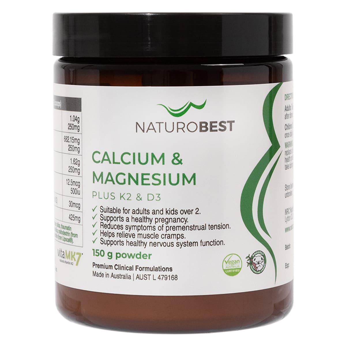 NaturoBest Calcium & Magnesium Plus K2 & D3 150g | Healthylife