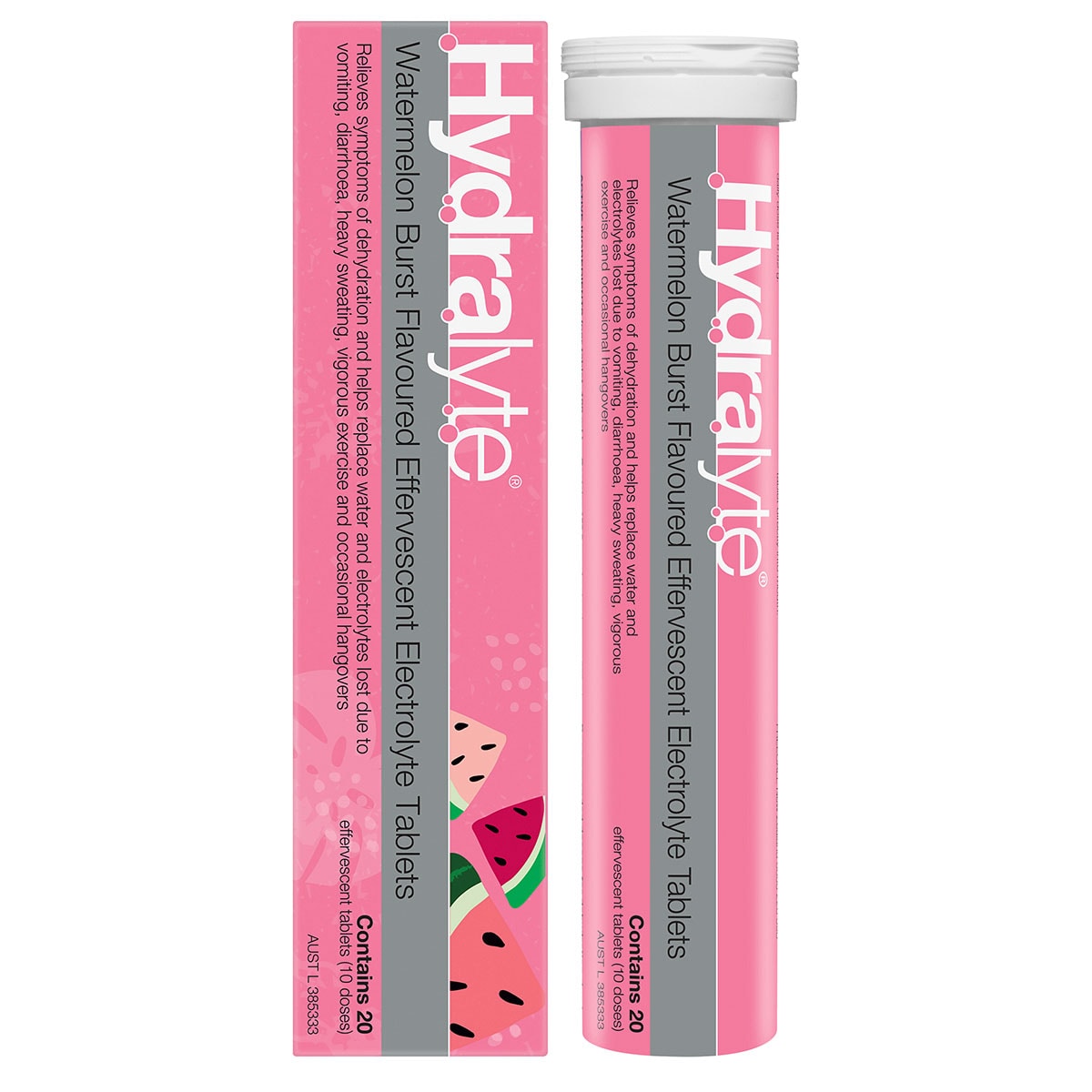 Watermelon Tablets Hydralyte Effervescent Electrolyte Tablets Watermelon 20 Pack | Healthylife