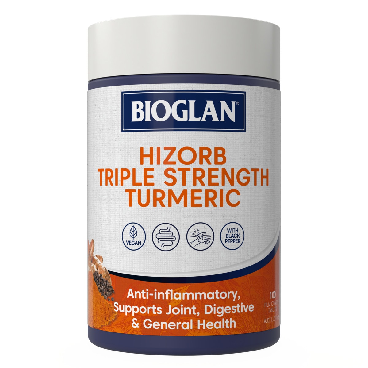 Bioglan Hi-Zorb Triple Strength Turmeric 100 Tablets | Healthylife