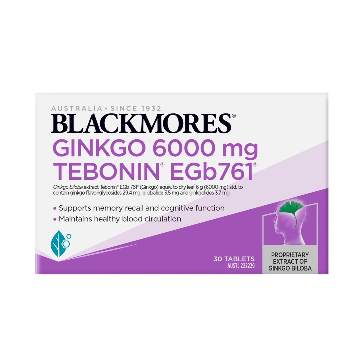 Blackmores Ginkgo 6000mg Tebonin Egb 761 - 30 Tablets | Healthylife