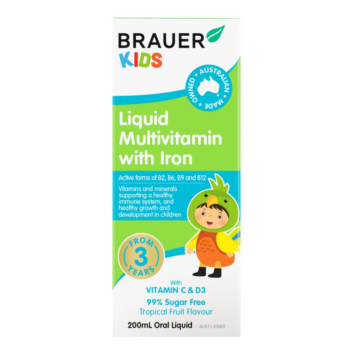 Brauer Kids Liquid Multivitamin with Iron 200ml | Healthylife